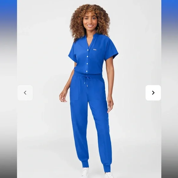 Landau 8-Pocket Cargo Scrub Jumpsuit Royal Blue NEW - Picture 1 of 11